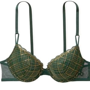 Victoria's Secret 36DDD Demi Bra, Emerald Green w/ Golden stitching 😍 Like New